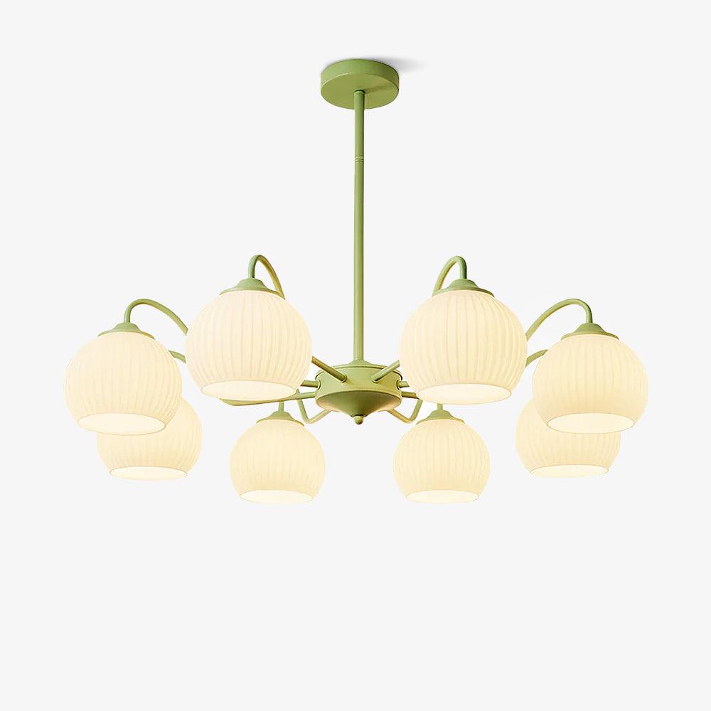 Ribbed Glass Matcha Gasolier Chandelier