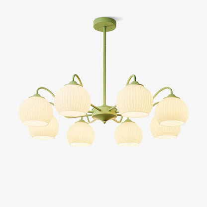 Ribbed Glass Matcha Gasolier Chandelier