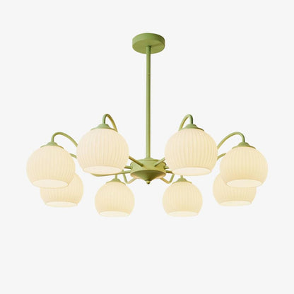 Ribbed Glass Matcha Gasolier Chandelier