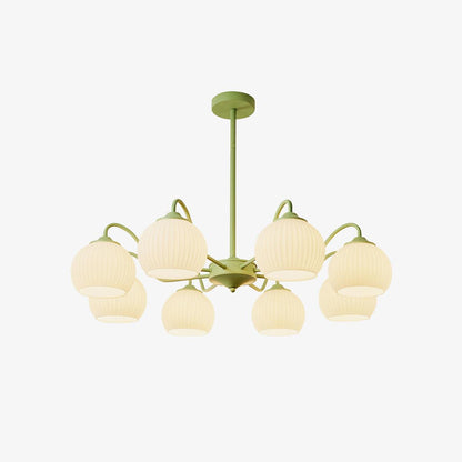 Ribbed Glass Matcha Gasolier Chandelier