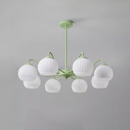 Ribbed Glass Matcha Gasolier Chandelier