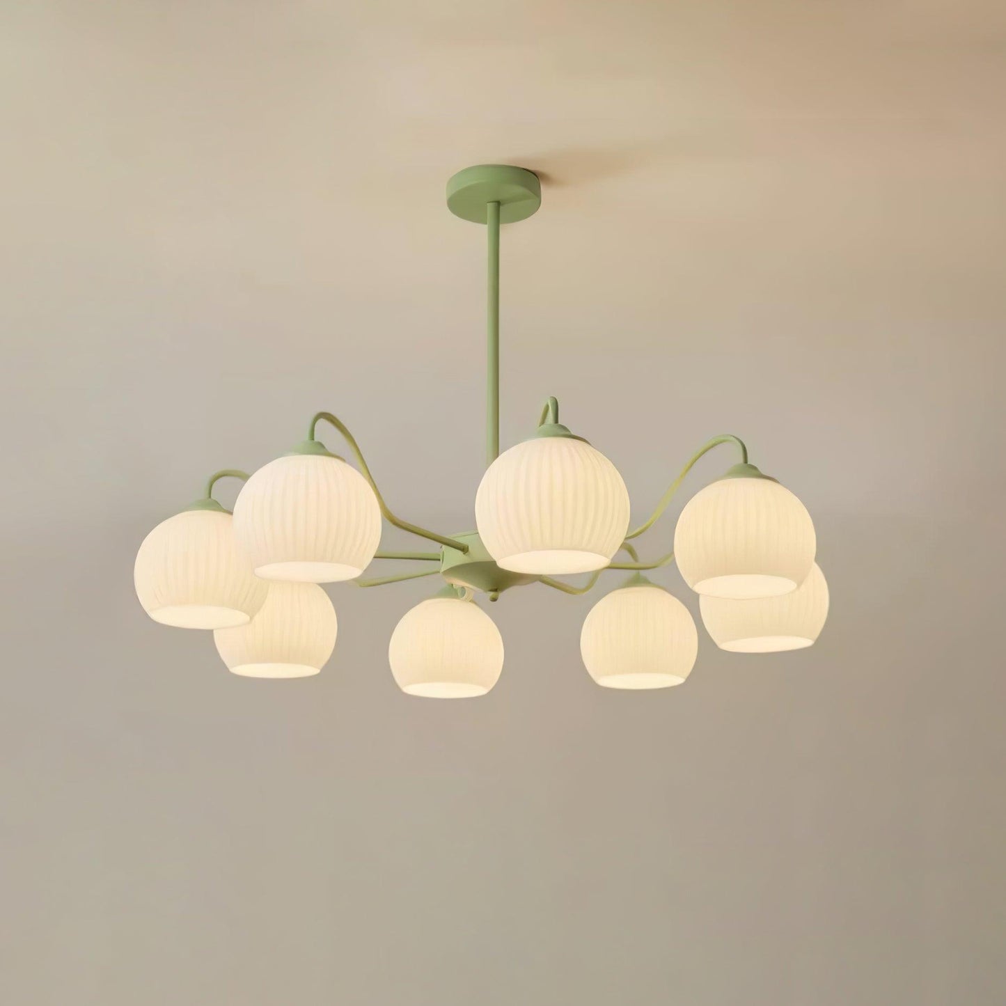 Ribbed Glass Matcha Gasolier Chandelier