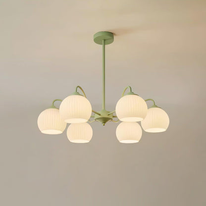 Ribbed Glass Matcha Gasolier Chandelier