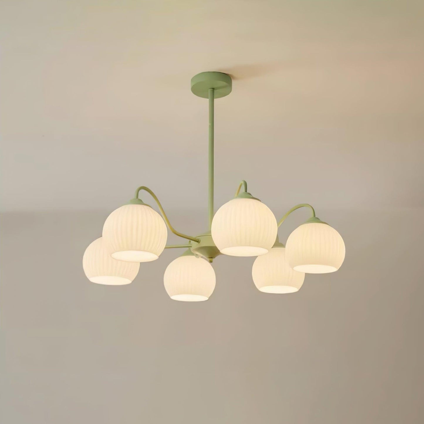 Ribbed Glass Matcha Gasolier Chandelier