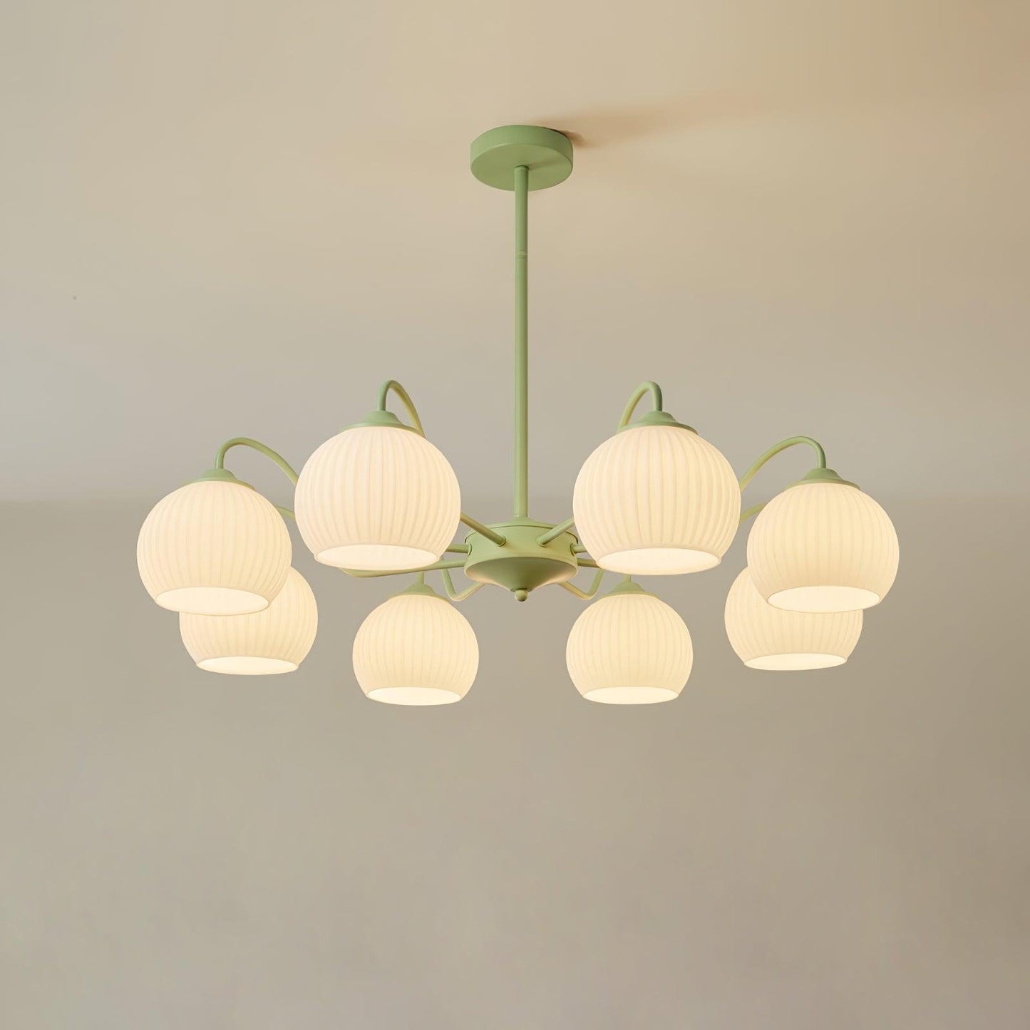 Ribbed Glass Matcha Gasolier Chandelier