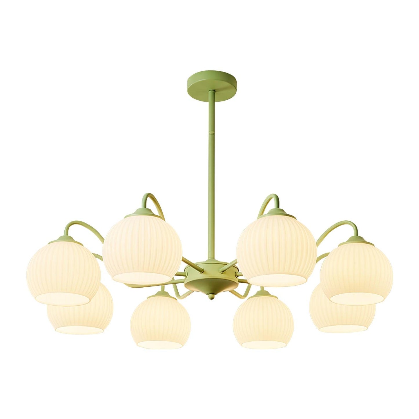 Ribbed Glass Matcha Gasolier Chandelier