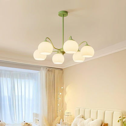 Ribbed Glass Matcha Gasolier Chandelier