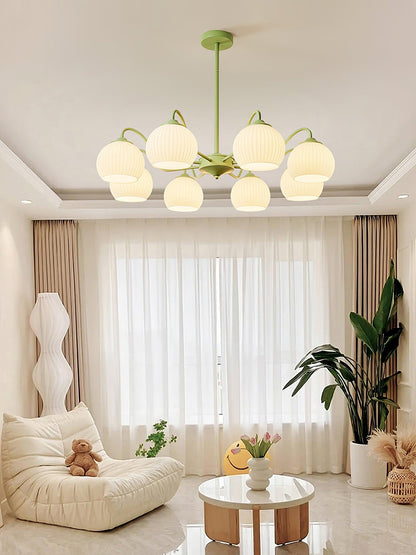 Ribbed Glass Matcha Gasolier Chandelier