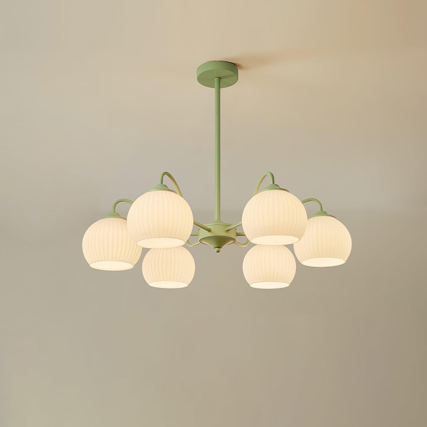 Ribbed Glass Matcha Gasolier Chandelier