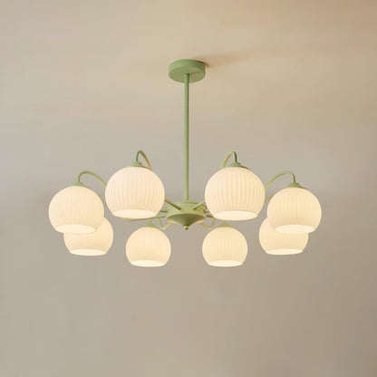 Ribbed Glass Matcha Gasolier Chandelier