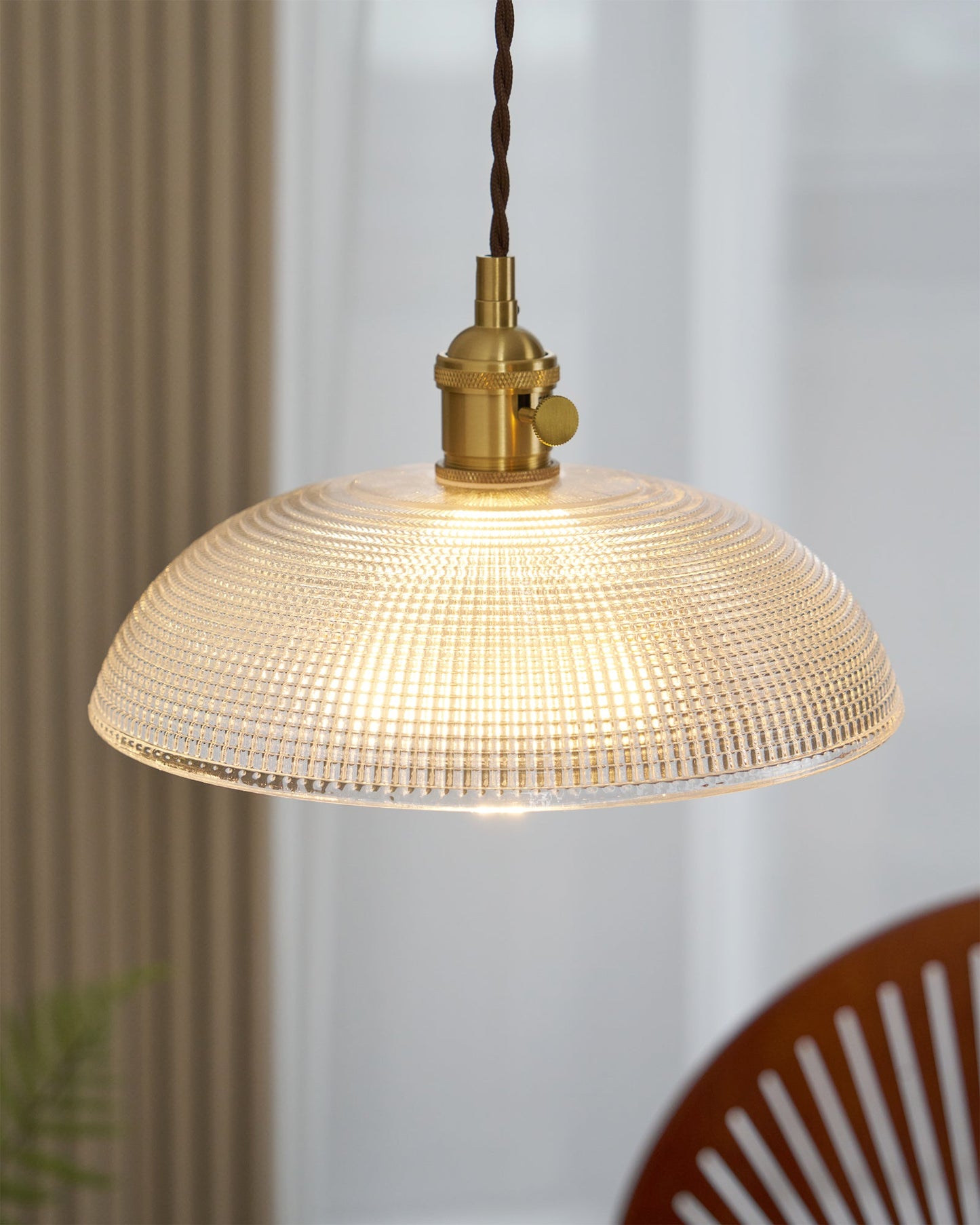 Ribbed Spiral Pendant Swag Light