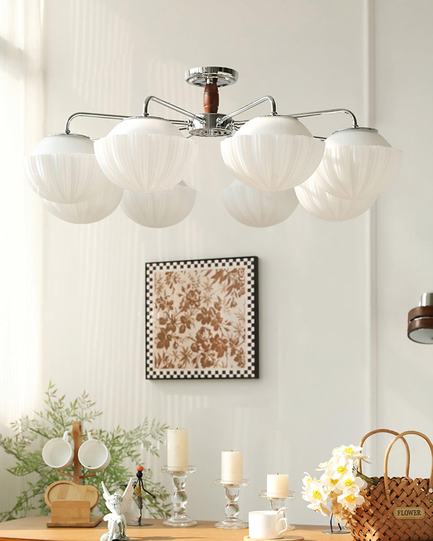 Ribbed Walnut Ceiling light Ceiling Lamp