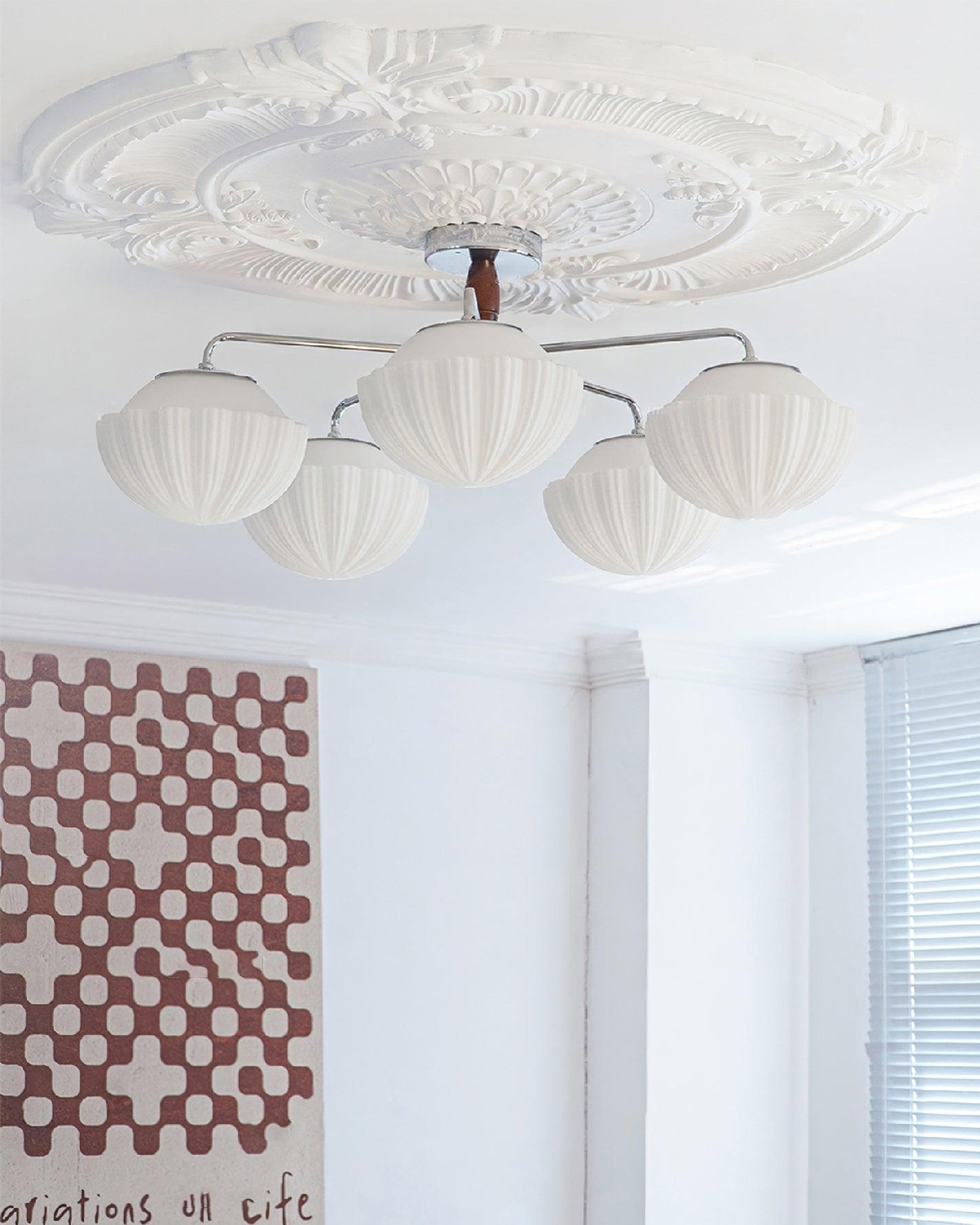 Ribbed Walnut Ceiling light Ceiling Lamp