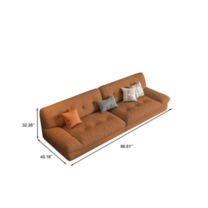 Rich Brown Sofa with Wide Armrest and 3 Pillow