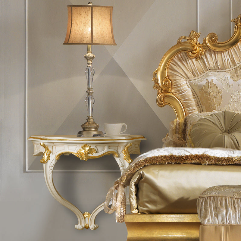 Rococo Ivory and Gold Leaf Wall Fixing Bedside Table