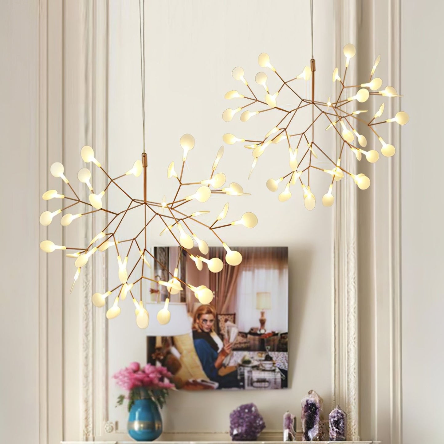 Rose Gold Firefly LED Crown Chandelier