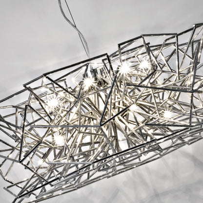 Round Geometric Silver Pendant Light