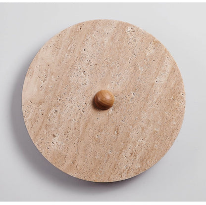 Round Travertine Disk Wall Lamp