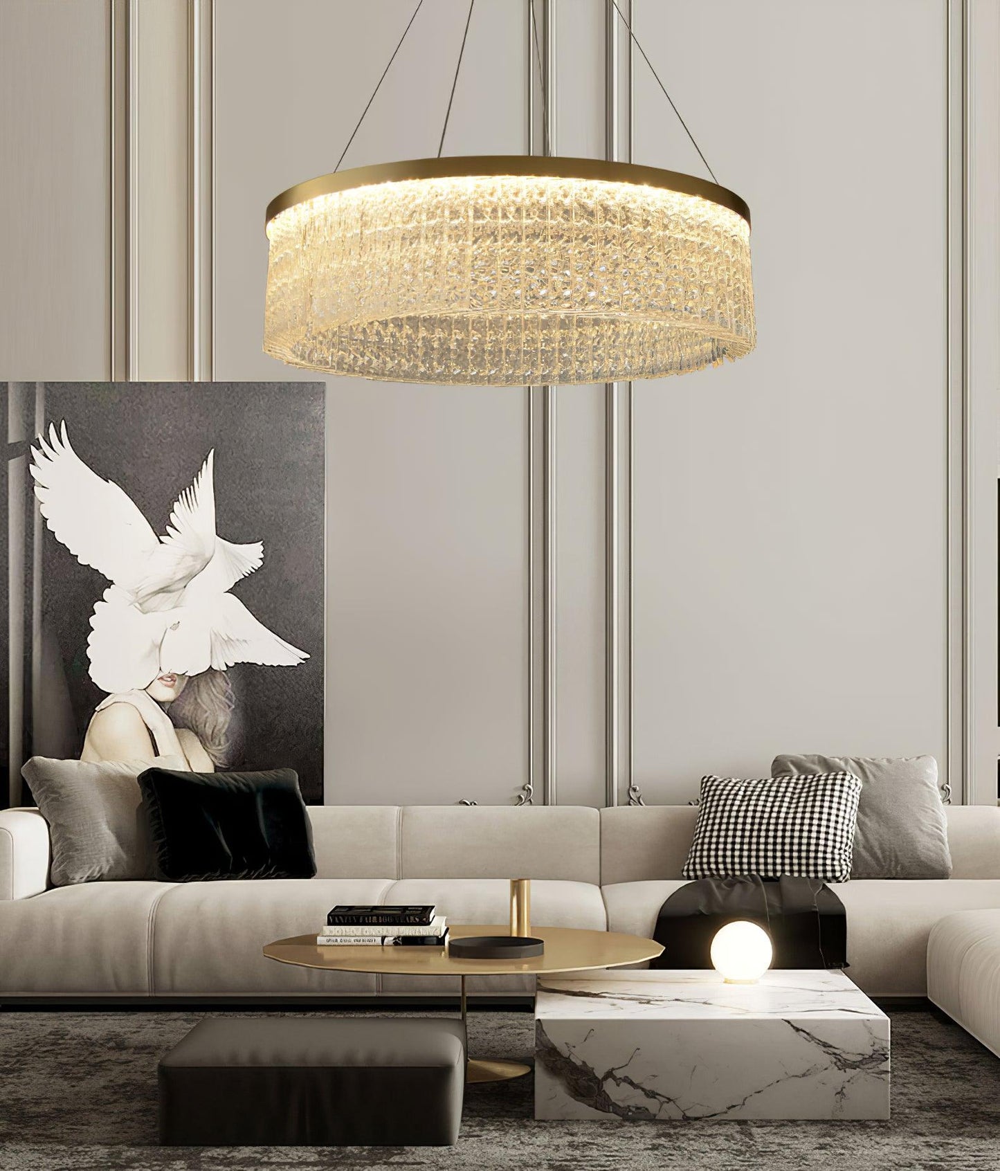 Round Halo Crystal Ceiling fixture Chandelier