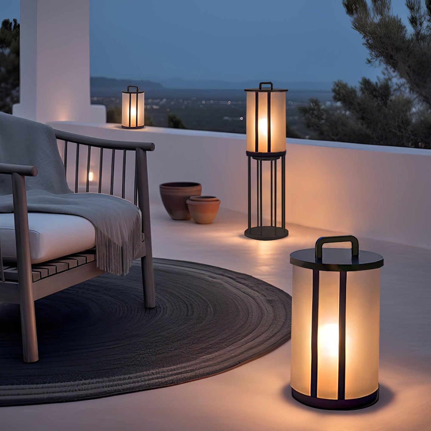 Round Pillar Acrylic Lantern Floodlight Outdoor Lamp