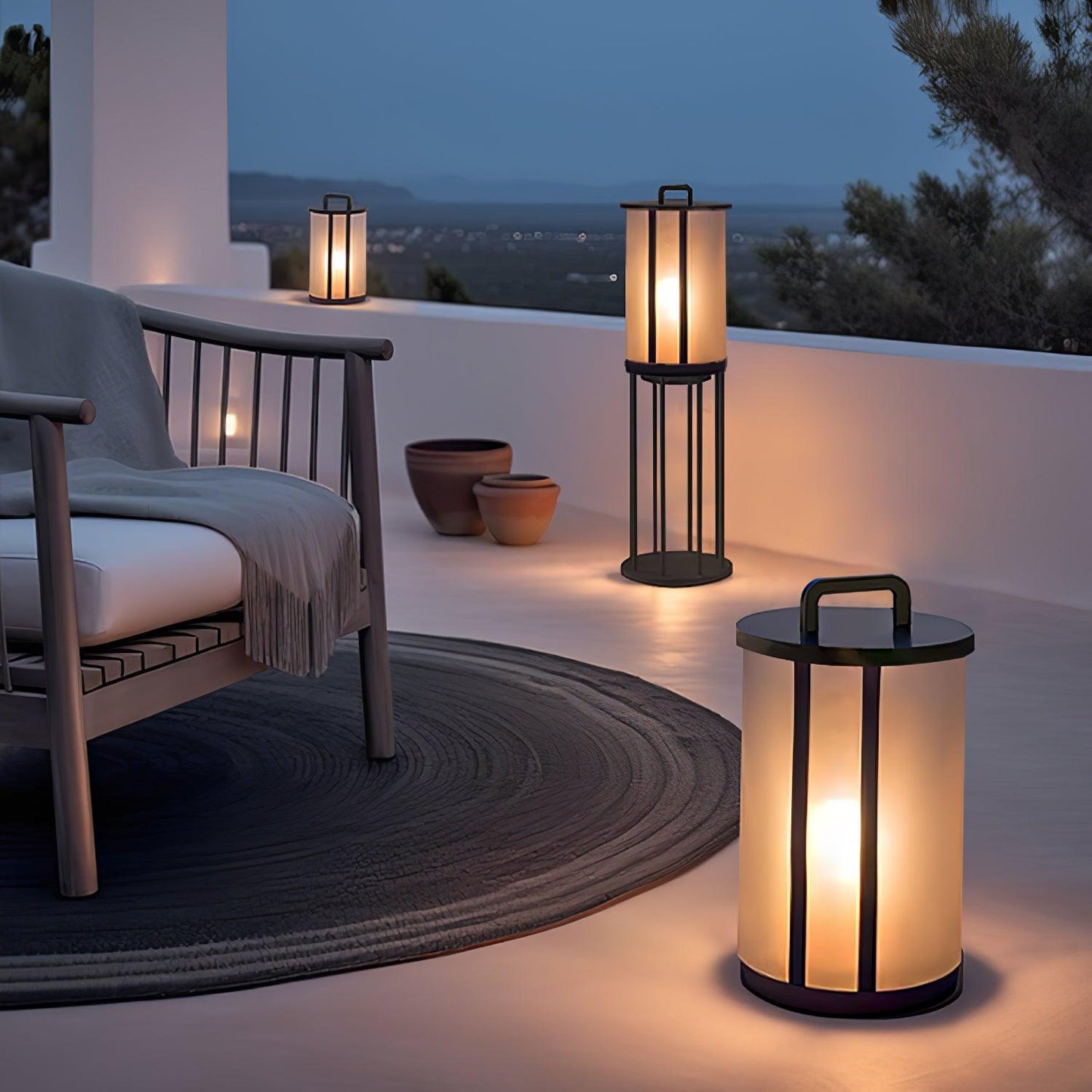 Round Pillar Acrylic Lantern Floodlight Outdoor Lamp