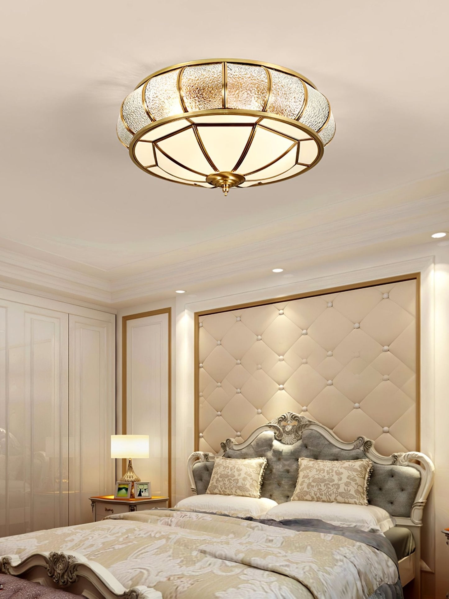 Round Textured Glass Overhead fixture Ceiling Light