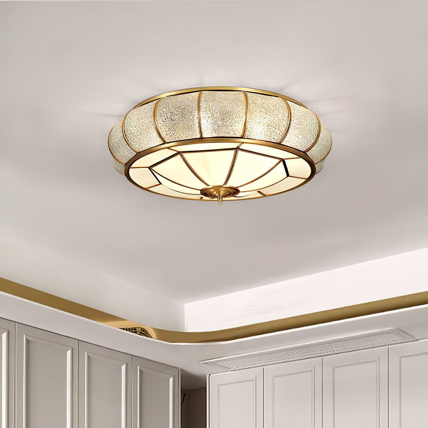 Round Textured Glass Overhead fixture Ceiling Light