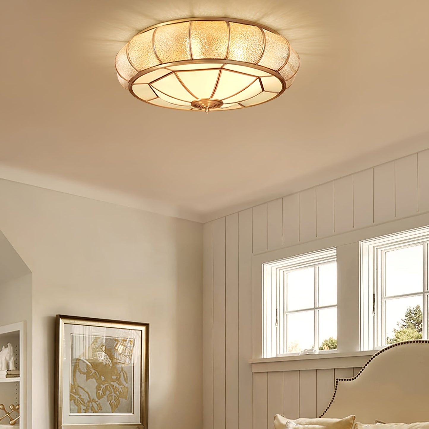 Round Textured Glass Overhead fixture Ceiling Light