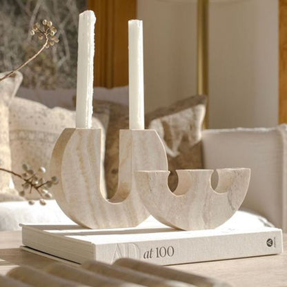 Rowan Yellow Travertine Candle Holder