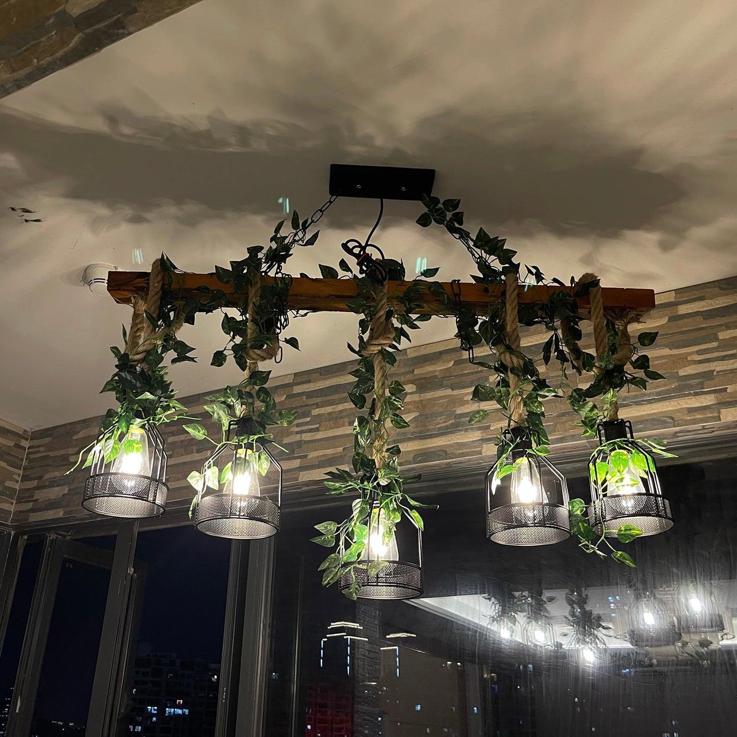 Rustic Wooden Candelabrum Chandelier