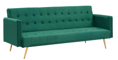 Green Adjustable Velvet Sofa with Gold Legs