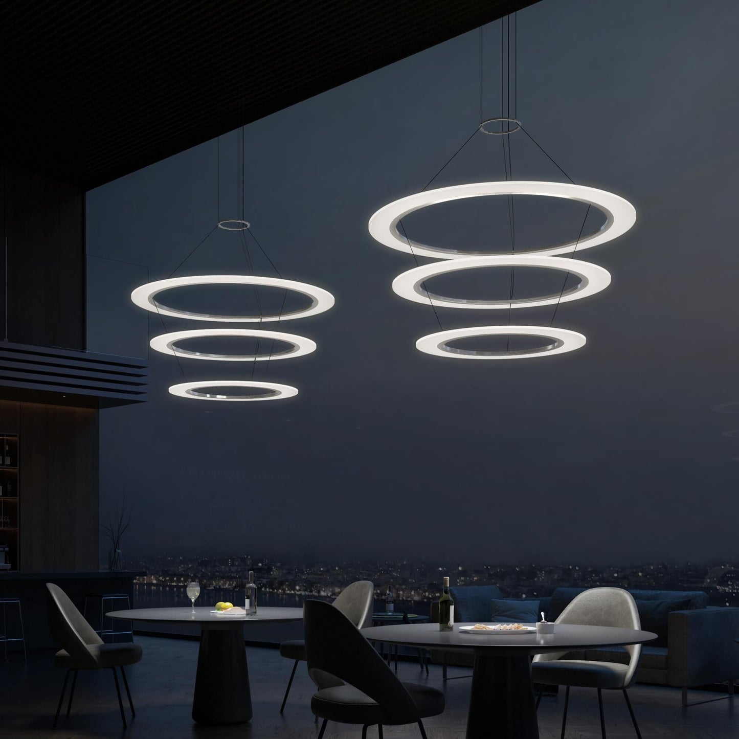 Sonneman Arctic Rings 37 Inch Led Chandelier Cp756030