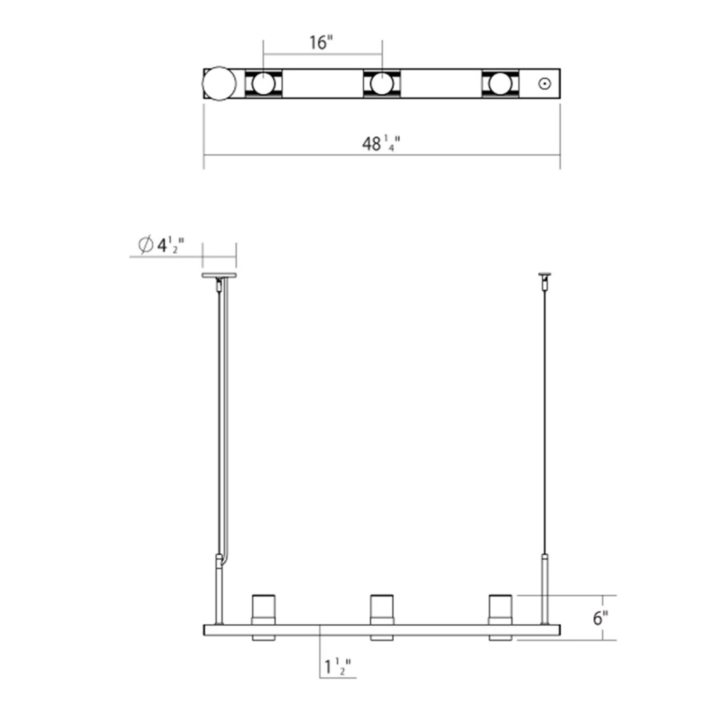 Sonneman Robert Sonneman Intervals 48 Inch 3 Light Led Linear Suspension Light Cp198142