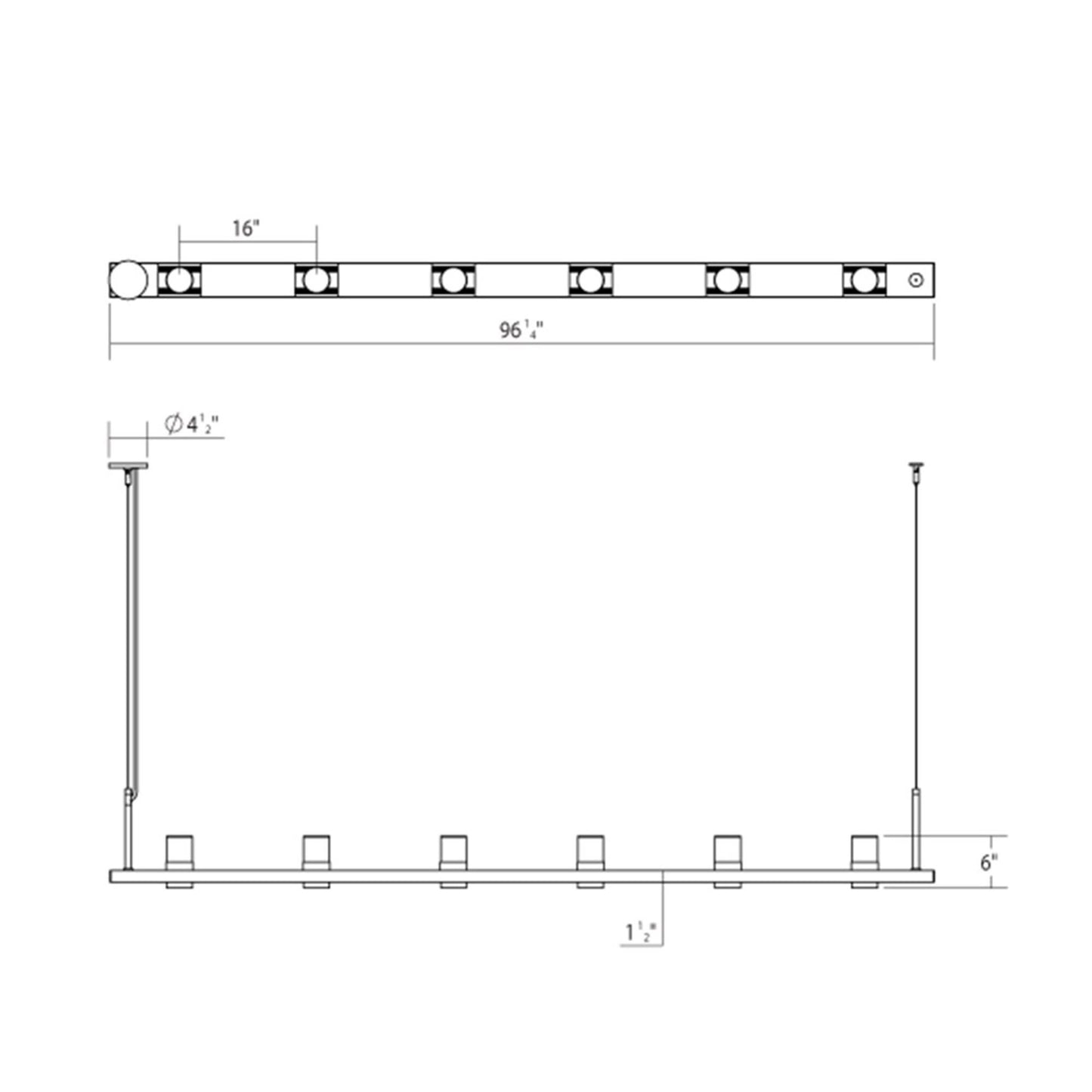 Sonneman Robert Sonneman Intervals 96 Inch 6 Light Led Linear Suspension Light Cp198144