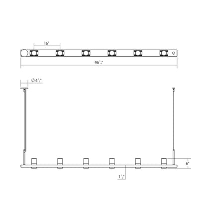 Sonneman Robert Sonneman Intervals 96 Inch 6 Light Led Linear Suspension Light Cp198144