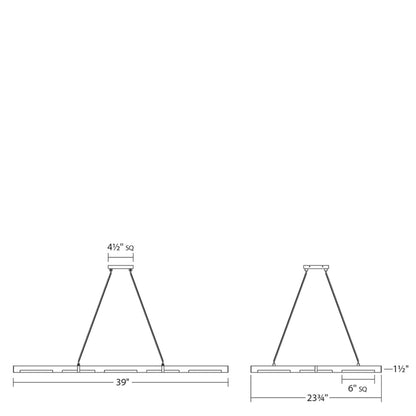 Sonneman Robert Sonneman Panels 39 Inch 7 Light Led Linear Suspension Light Cp40420