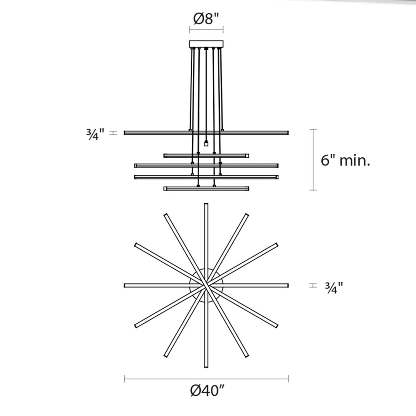 Sonneman Robert Sonneman Stix 40 Inch Led Large Pendant Cp42407