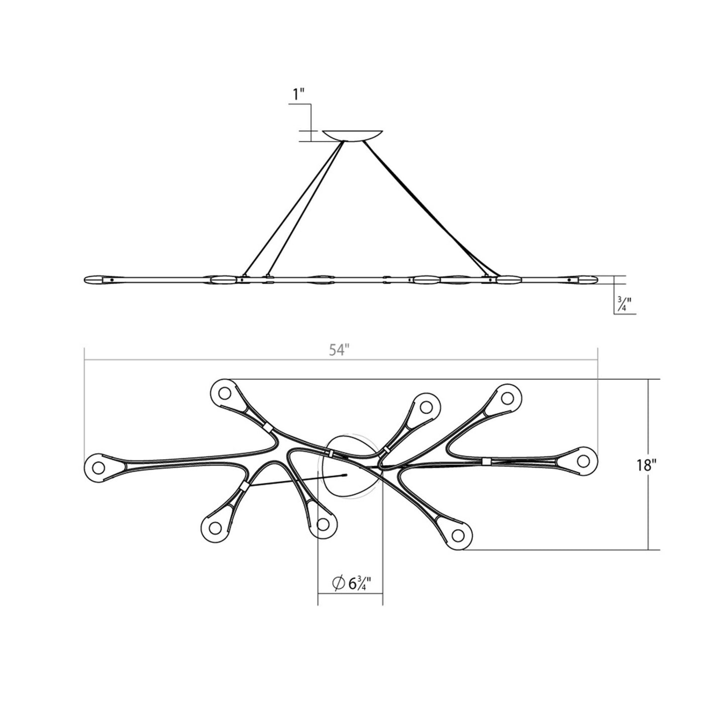 Sonneman Sonneman Abstraction 54 Inch 8 Light Led Linear Suspension Light Cp516211