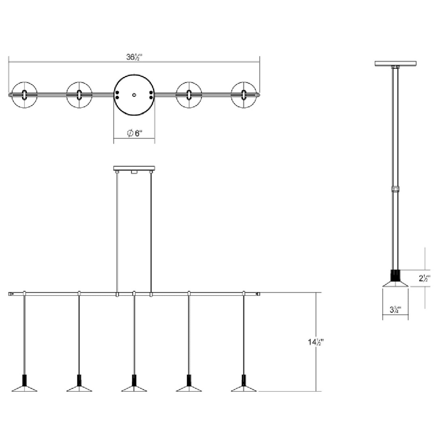 Sonneman Robert Sonneman Suspenders 36 Inch 5 Light Led Linear Suspension Light Cp441097