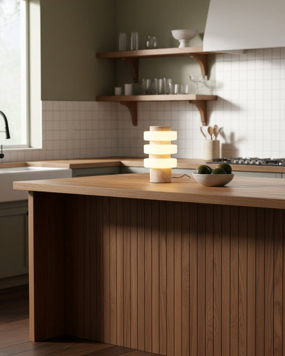 Saturn Travertine Table Lamp