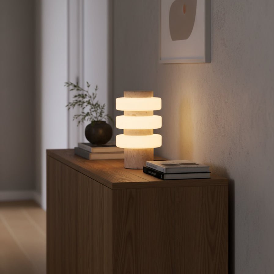 Saturn Travertine Table Lamp