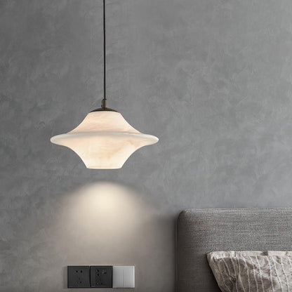 Saucer Alabaster Droplight Pendant Light