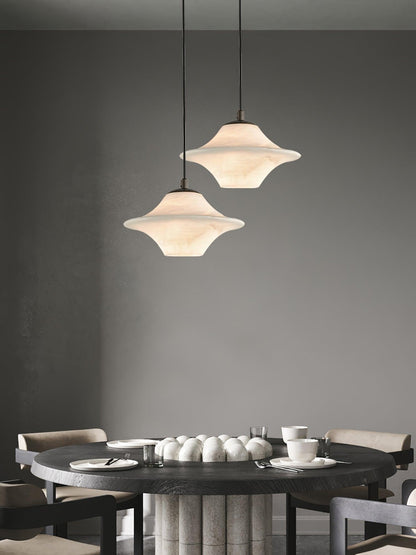 Saucer Alabaster Droplight Pendant Light