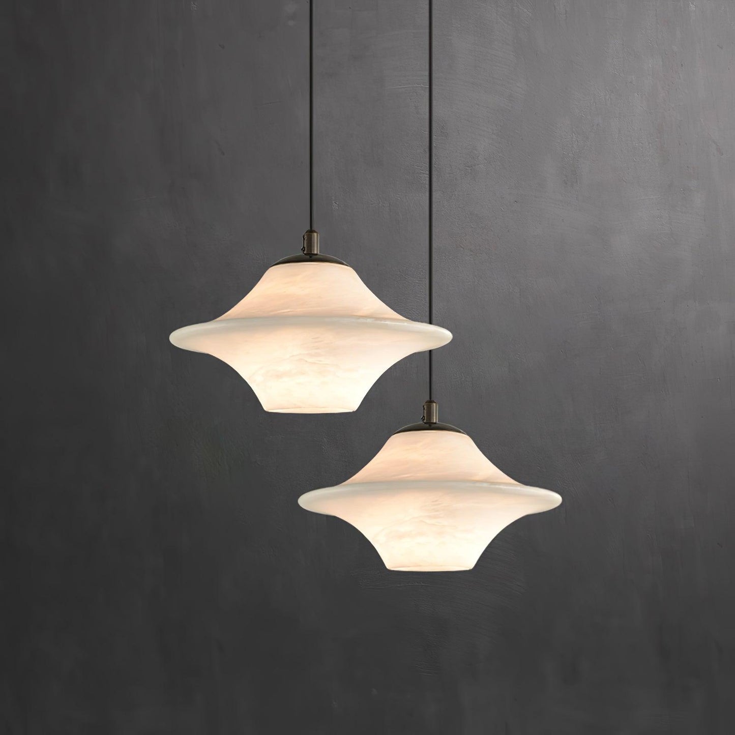 Saucer Alabaster Droplight Pendant Light