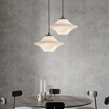 Saucer Alabaster Droplight Pendant Light