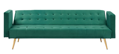 Green Adjustable Velvet Sofa with Gold Legs