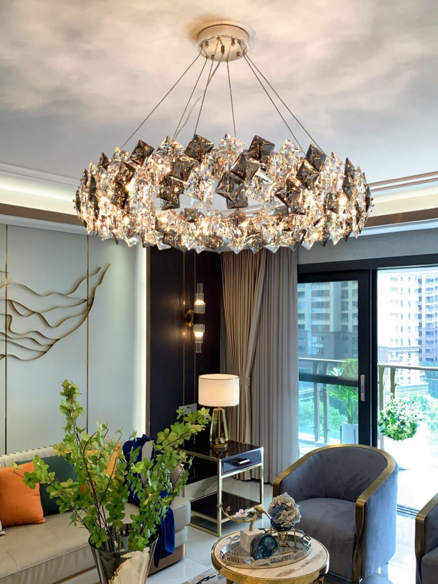 Scale Crystal Round Electrolier Chandelier