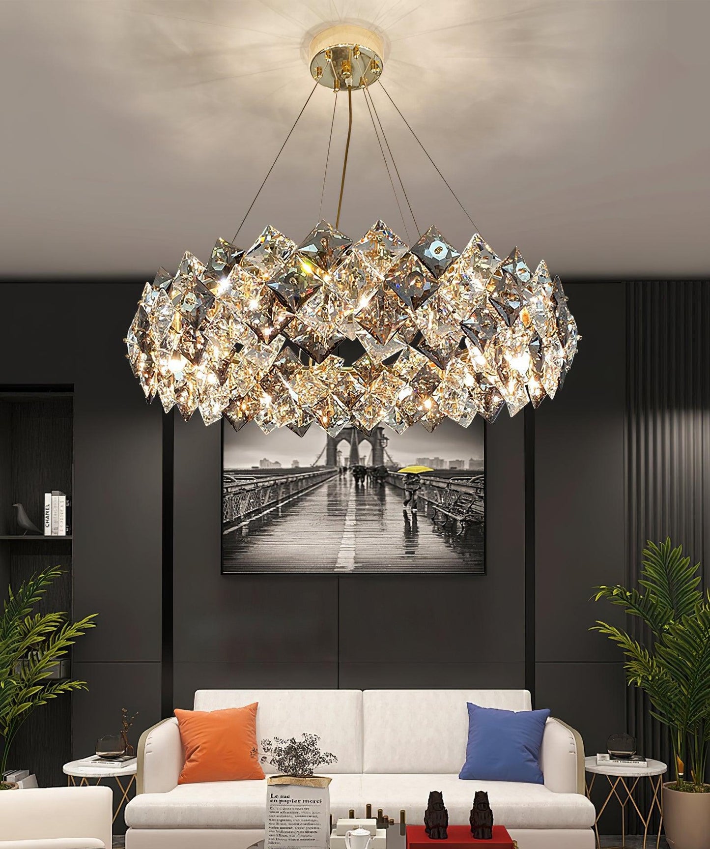 Scale Crystal Round Electrolier Chandelier