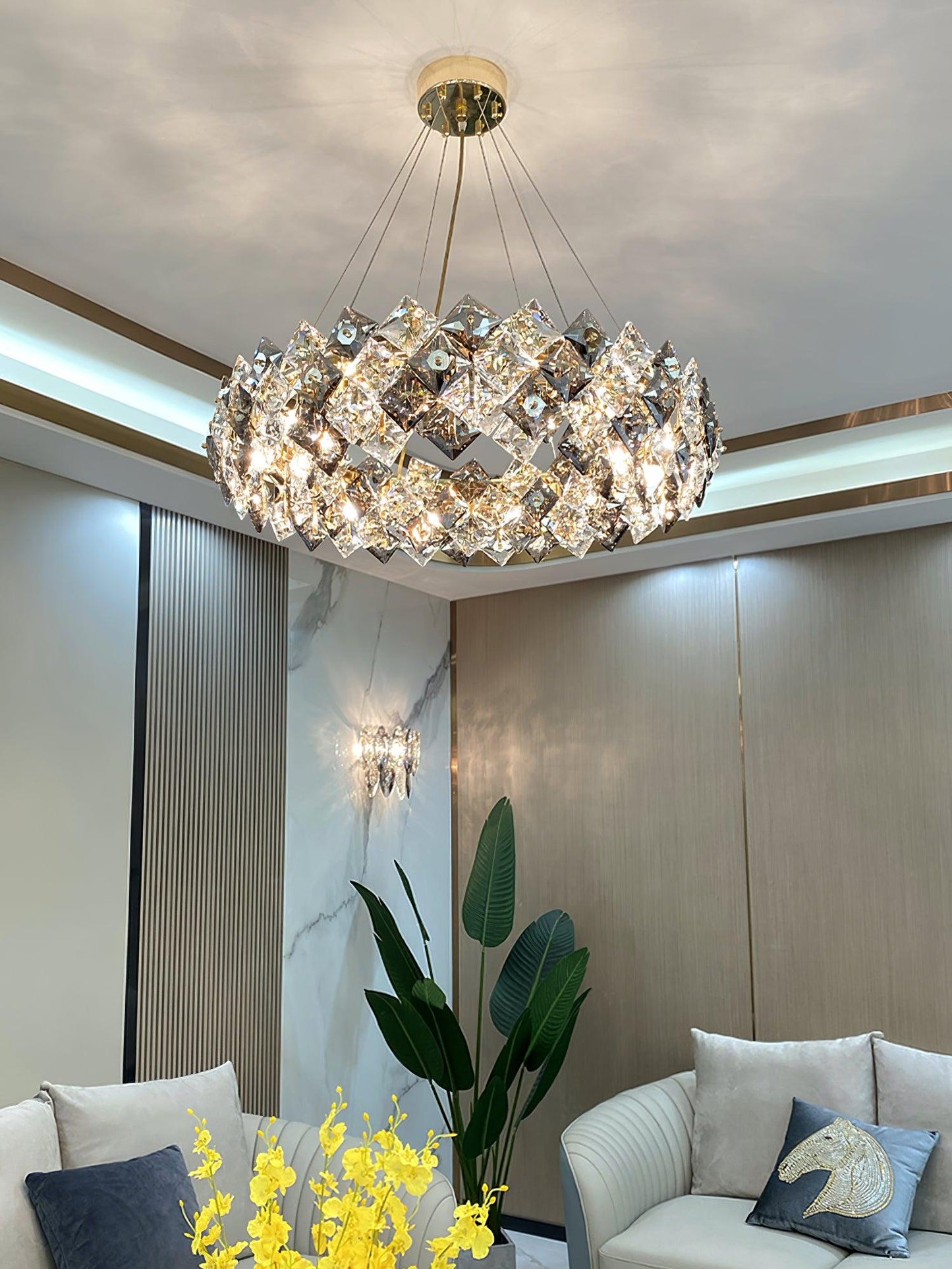 Scale Crystal Round Electrolier Chandelier