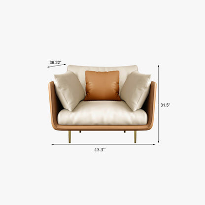 Scandinavian Orange Arm Sofa with Gold-plated Legs